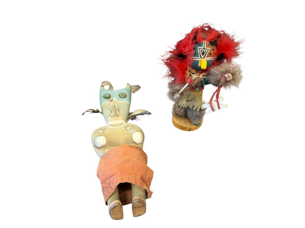 HAND CRAFTED NATIVE AMERICAN KACHINA DOLL AND COTTON WOOD FIGURE DECORATED WITH TURQUOISE (1 of 14)