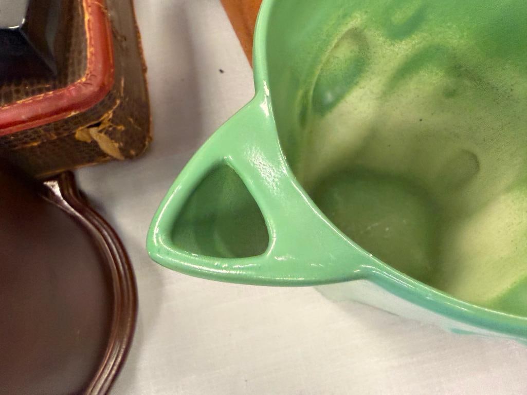 U.S.A. CALIFORNIA MID-CENTURY POTTERY GREEN GLAZED PITCHER - 5
