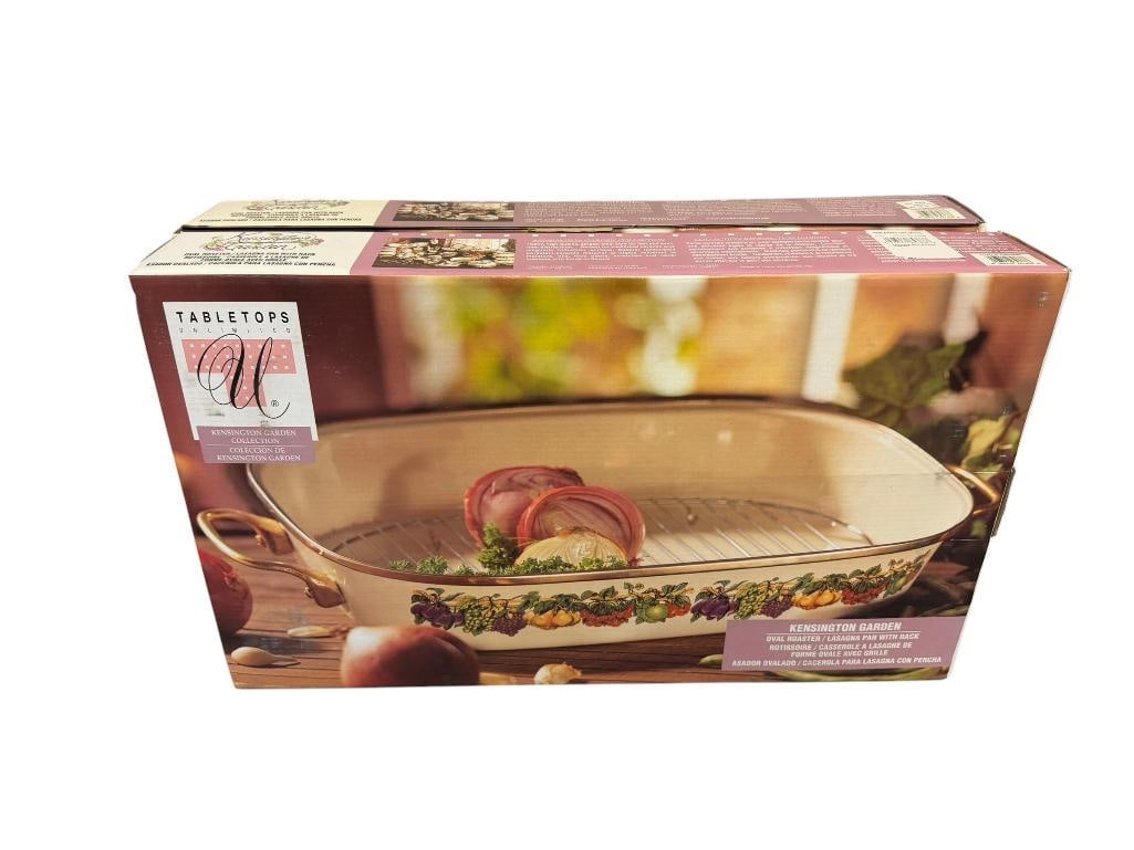 TWO TABLETOPS UNLIMITED KENSINGTON GARDEN ENAMELED OVAL ROASTERS (1 of 7)