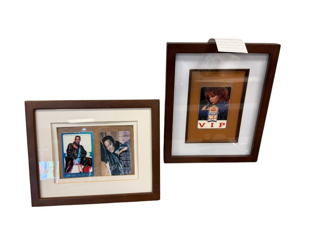 LUTHER VANDROSS R&B ARTIST 00,01,02 AND REBA MCENTIRE 1994 VIP PASSES: 11" X 9" FRAMES