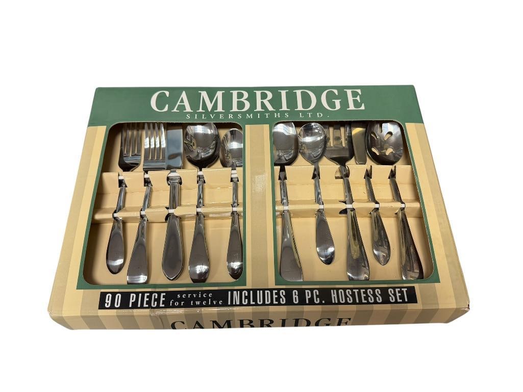 CAMBRIDGE STAINLESS STEEL 90 PIECE FLATWARE SET SERVICE FOR 12 WITH HOSTESS SET (1 of 7)