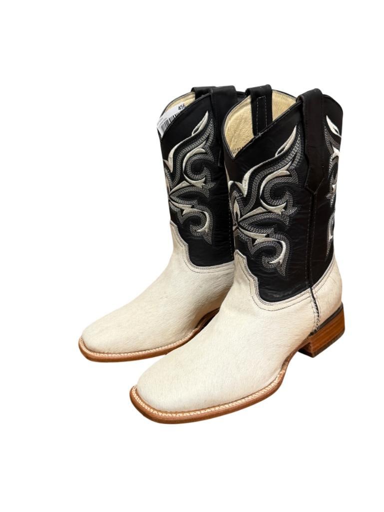 MENS STEER HIDE LEATHER COWBOY BOOTS SQUARE TOE POTRILLO SALVAJE MX (1 of 12)