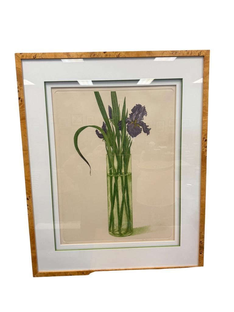 ARNOLD IGER NEW YORK ARTIST BOTANICAL HAND COLORED ETCHING IRIS NO. 177/250 (1 of 10)
