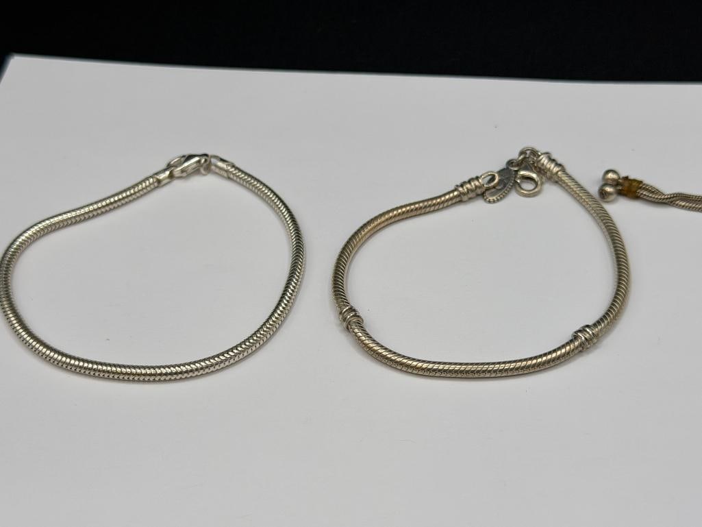 THREE STERLING SILVER CHARM BRACELETS INCLUDING ONE PANDORA - 2