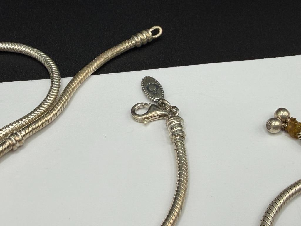 THREE STERLING SILVER CHARM BRACELETS INCLUDING ONE PANDORA - 5