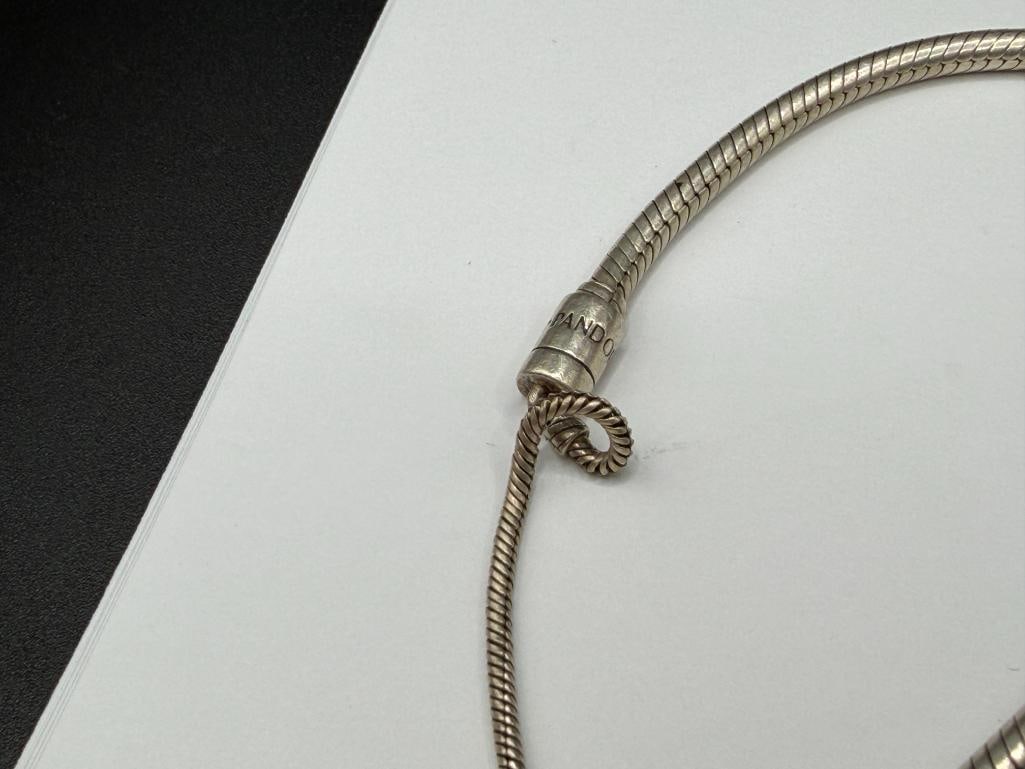 THREE STERLING SILVER CHARM BRACELETS INCLUDING ONE PANDORA - 9