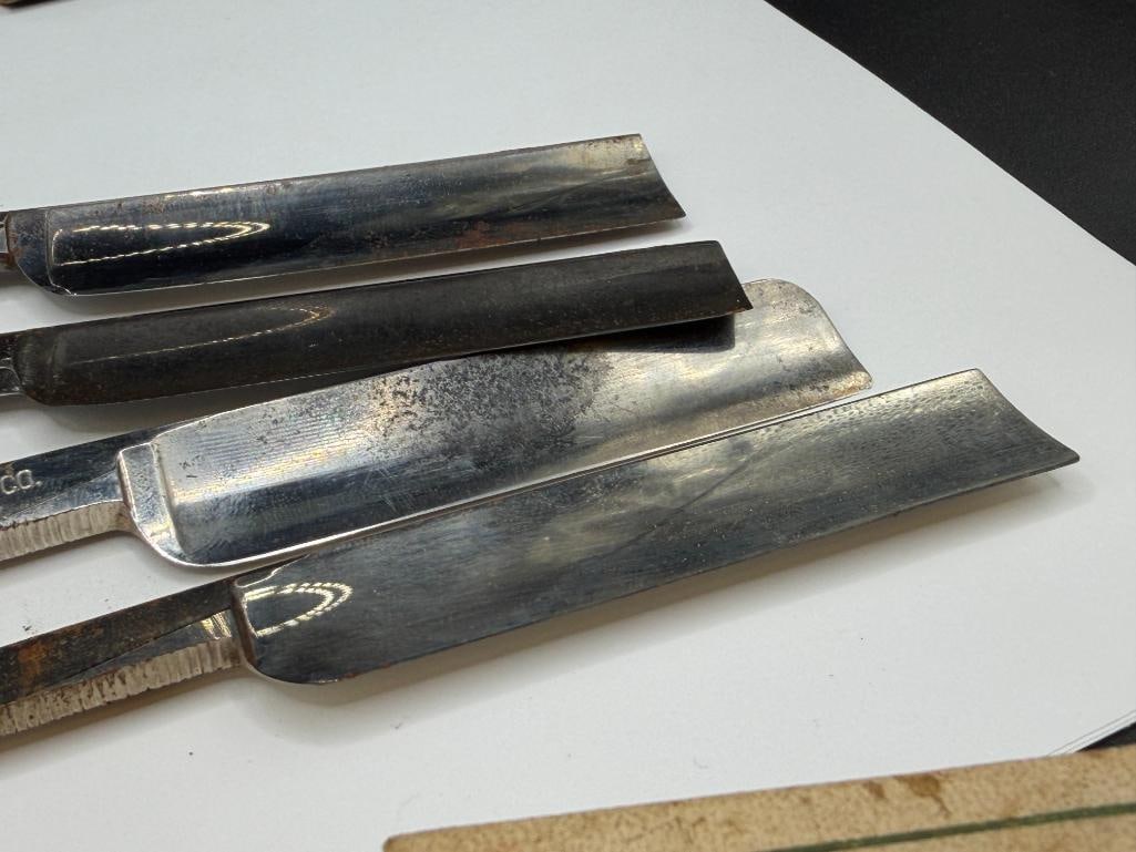 FOUR ANTIQUE STRAIGHT RAZORS INCLUDING GENEVA CUTLERY, 850 SCHUMATE RAZOR, ROBESON SHUREDGE, ETC. - 10