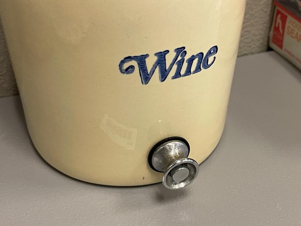 CERAMIC POTTERY STYLE CROCK WINE DISPENSER APPROX. ONE GALLON - 2