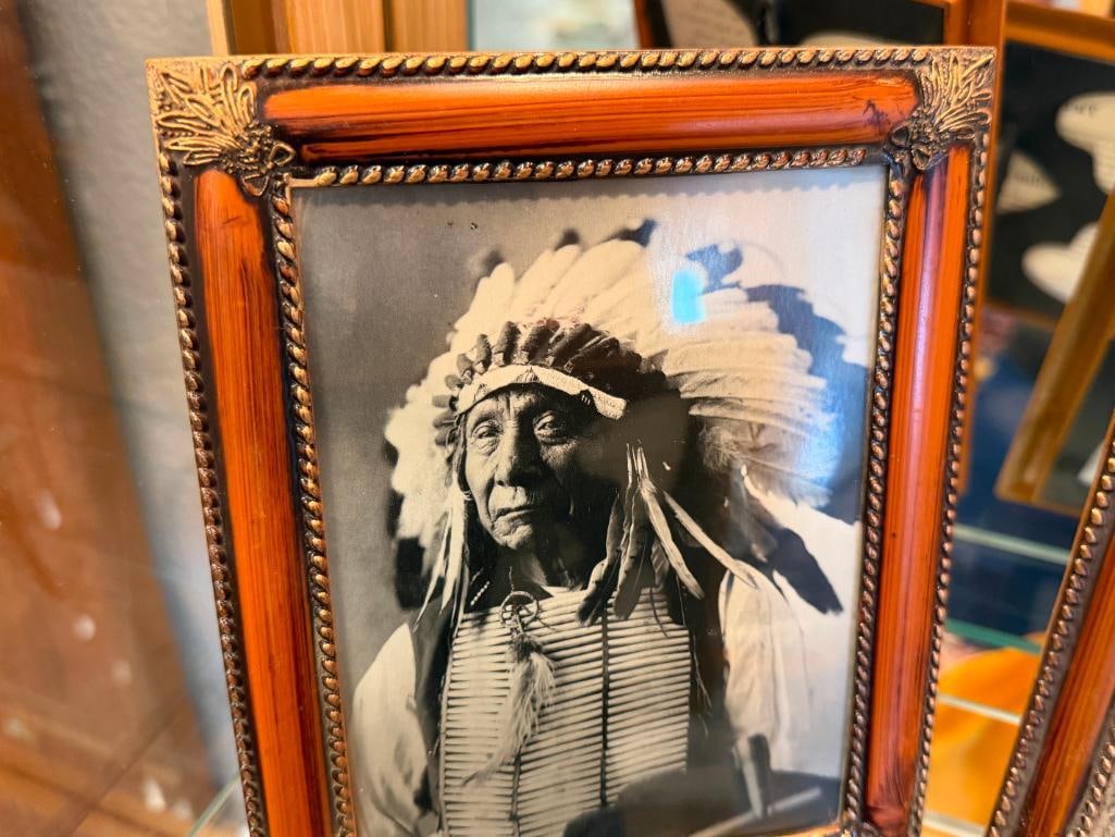 BLACK AND WHITE PHOTO-PRINTS OF PROMINENT NATIVE AMERICAN FIGURES GERONIMO, AL-CHE-SAY, RED CLOUD - 12