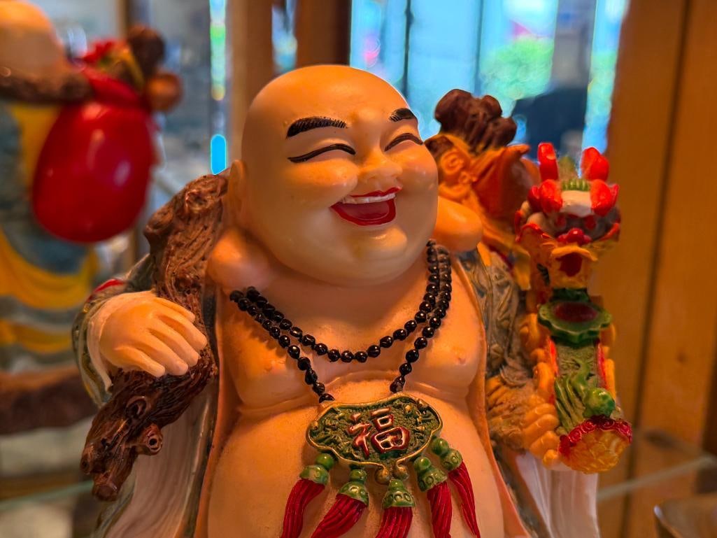 HEAVY RESIN LAUGHING BUDDHAS CHINESE FENG SHUI FIGURES - 2