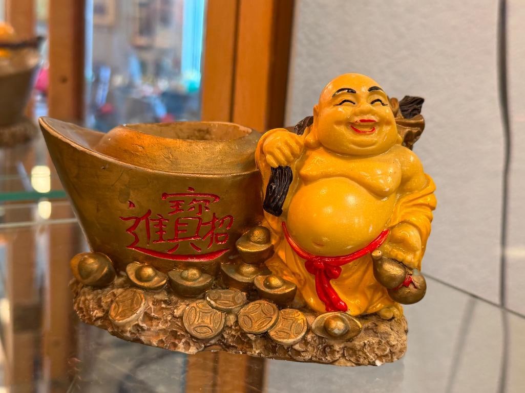 HEAVY RESIN LAUGHING BUDDHAS CHINESE FENG SHUI FIGURES - 6