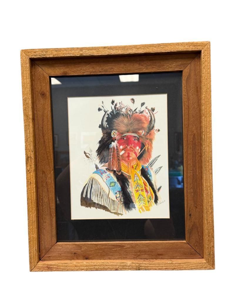 LUIS A. NATIVE PRINT PORTRAIT OF A NATIVE AMERICAN MAN (1 of 7)