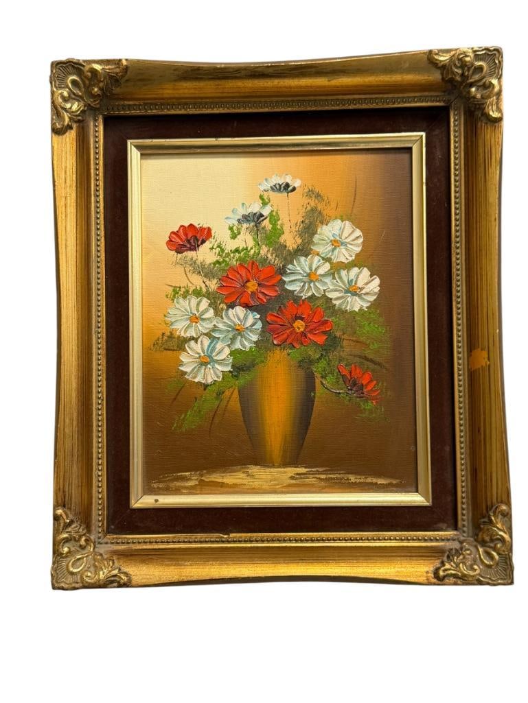 LATE 20TH CENTURY ORIGINAL ACRYLIC ON CANVAS PAINTING FLORAL BOUQUET STILL-LIFE (1 of 6)