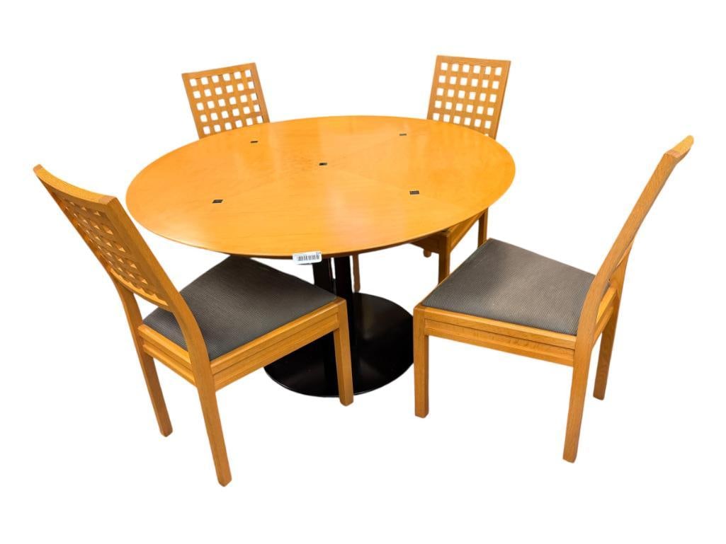 CONDE HOUSE SCANDINAVIAN DESIGN MAPLE HARDWOOD WAFFLE WEAVE CHAIRS AND DINING TABLE (1 of 13)
