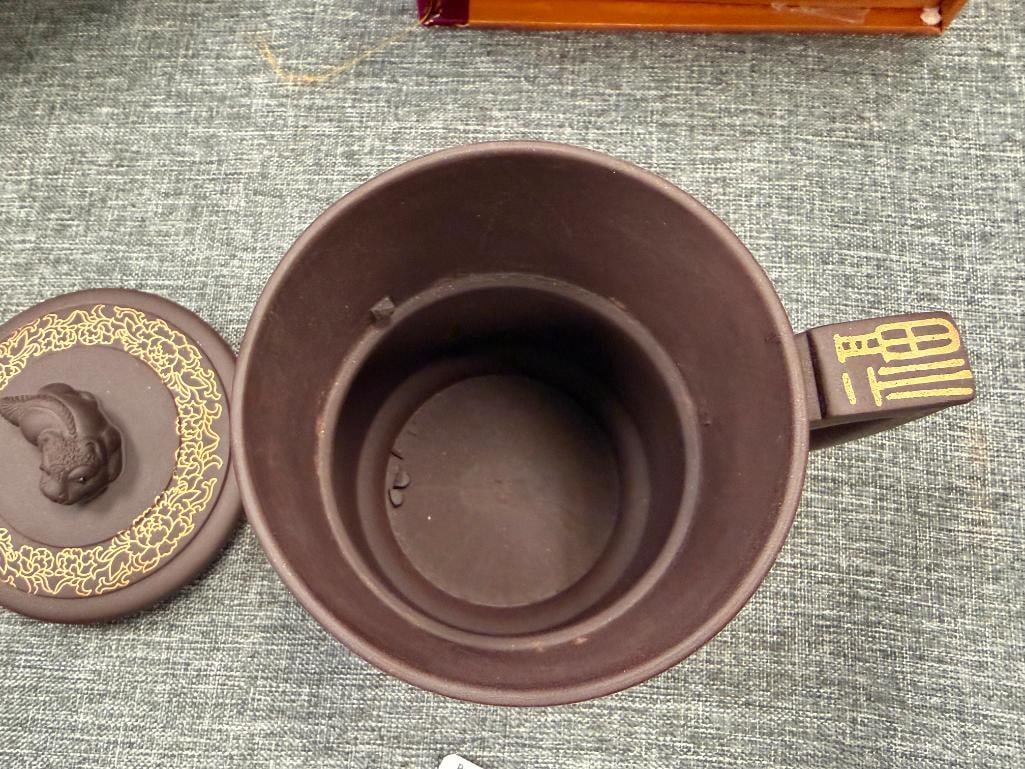 CHINESE YIXING CLAY TEA MUG WITH DRAGON HEAD BUILT IN STRAINER - 12