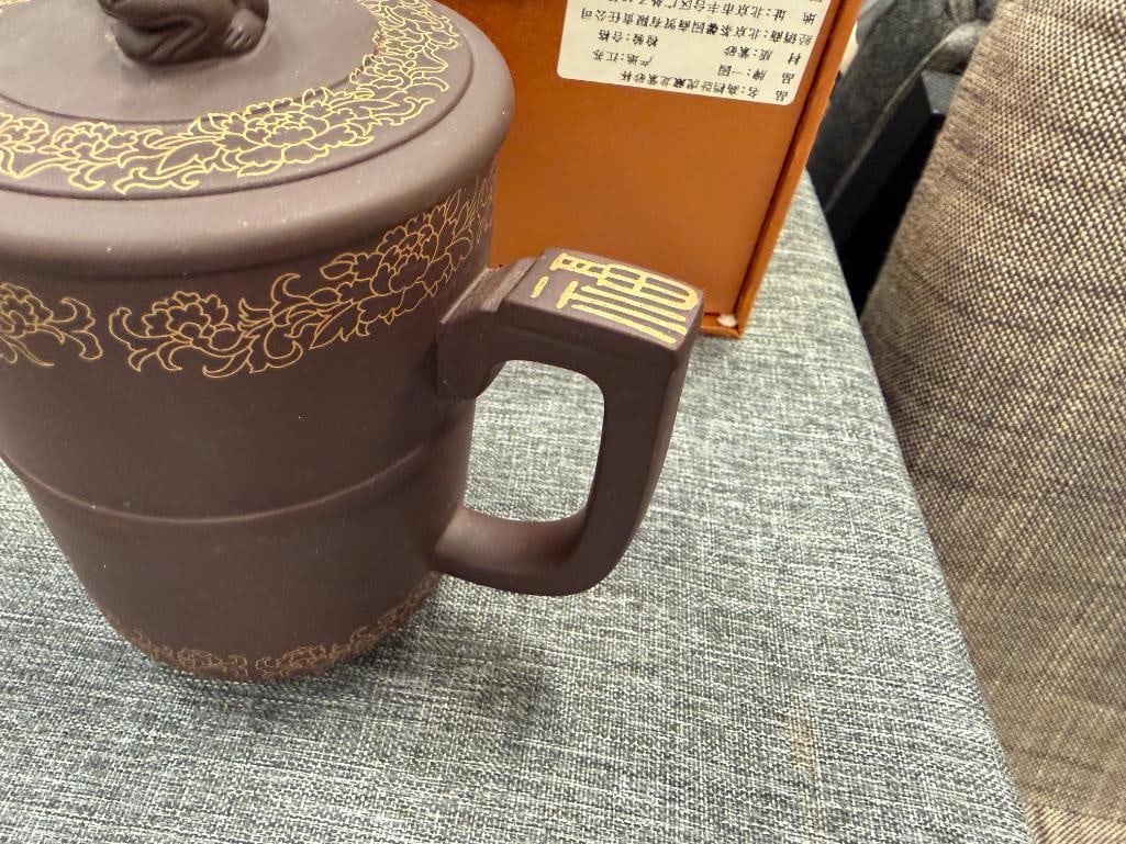 CHINESE YIXING CLAY TEA MUG WITH DRAGON HEAD BUILT IN STRAINER - 4