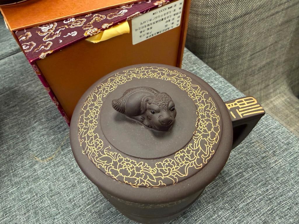 CHINESE YIXING CLAY TEA MUG WITH DRAGON HEAD BUILT IN STRAINER - 5