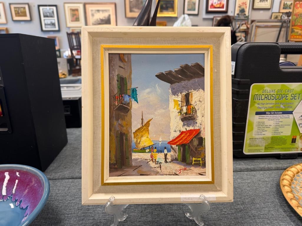 NEGRELLI MID-20TH CENTURY EUROPEAN ARTIST ORIGINAL OIL ON BOARD MEDITERRANEAN SCENE PAINTING - 2