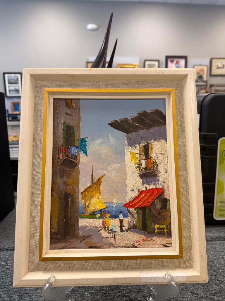 NEGRELLI MID-20TH CENTURY EUROPEAN ARTIST ORIGINAL OIL ON BOARD MEDITERRANEAN SCENE PAINTING - 3