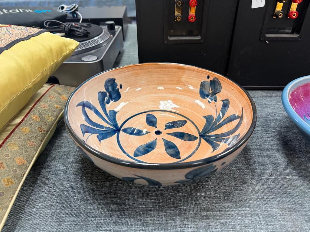 ASSORTED POTTERY DISHES FROM LOCAL POTTER JOE WINTER, VINTAGE CERASARDA ITALIAN BOWL AND HUNT DISH - 8