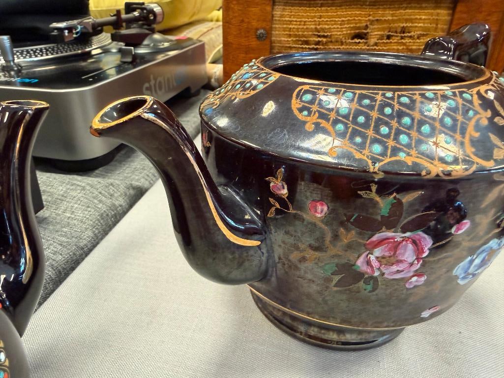 GIBSON & SONS LEONA TEA POT BROWN GLAZE JAPANESE TEAPOT AND DRIP GLAZE BROWN POTTERY TEAPOT - 13