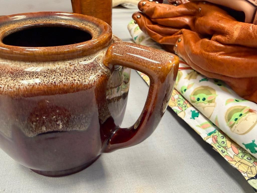 GIBSON & SONS LEONA TEA POT BROWN GLAZE JAPANESE TEAPOT AND DRIP GLAZE BROWN POTTERY TEAPOT - 18