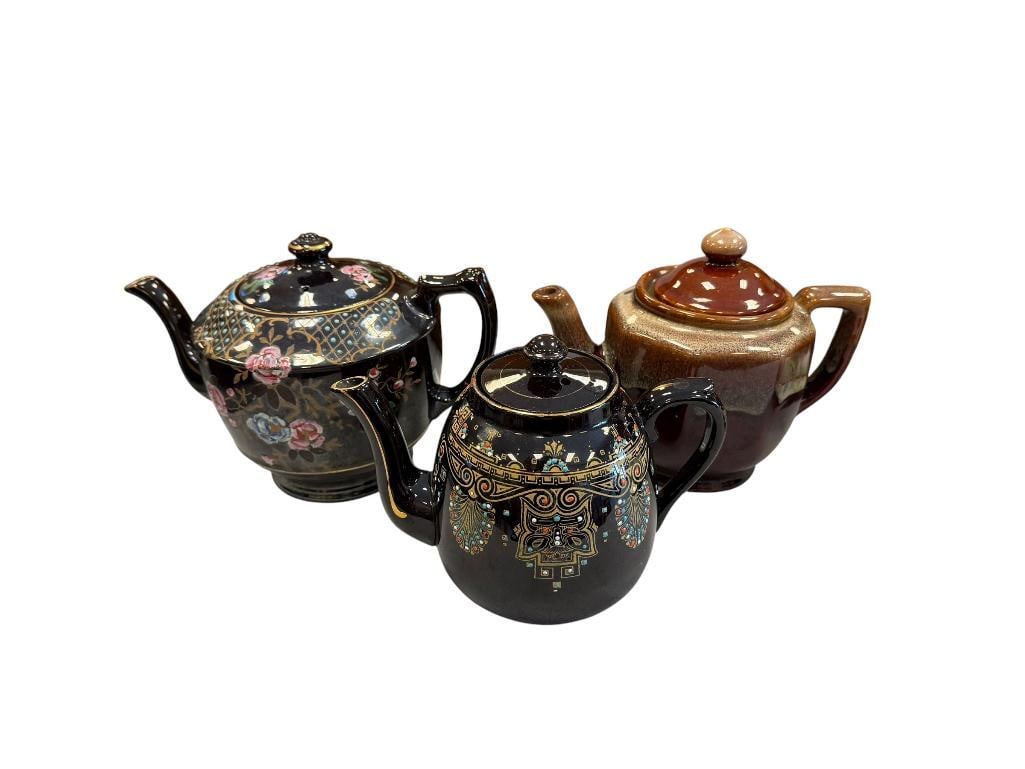 GIBSON & SONS LEONA TEA POT BROWN GLAZE JAPANESE TEAPOT AND DRIP GLAZE BROWN POTTERY TEAPOT (1 of 18)