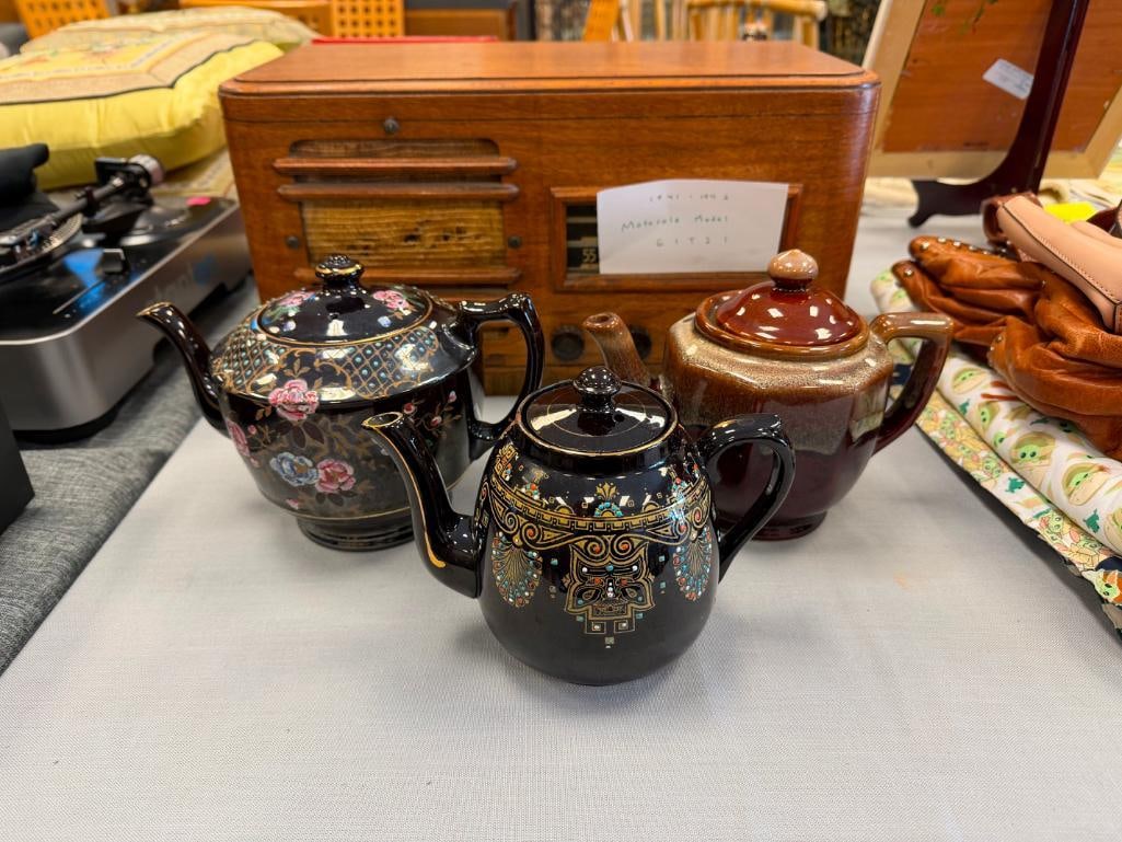 GIBSON & SONS LEONA TEA POT BROWN GLAZE JAPANESE TEAPOT AND DRIP GLAZE BROWN POTTERY TEAPOT - 2