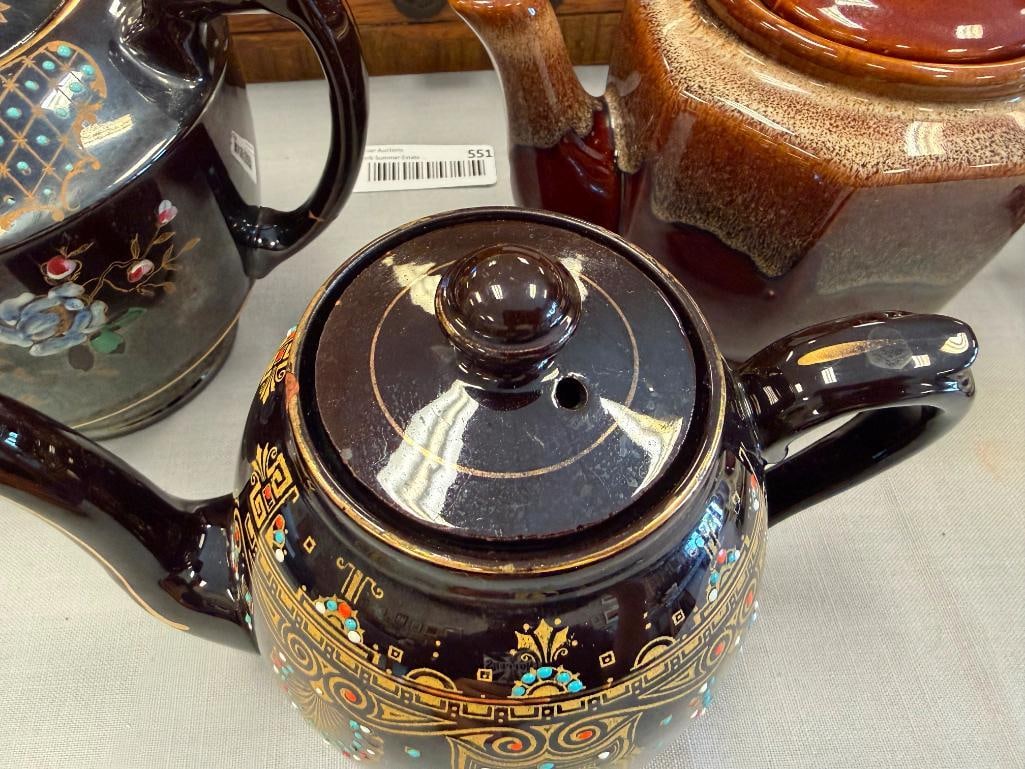 GIBSON & SONS LEONA TEA POT BROWN GLAZE JAPANESE TEAPOT AND DRIP GLAZE BROWN POTTERY TEAPOT - 4