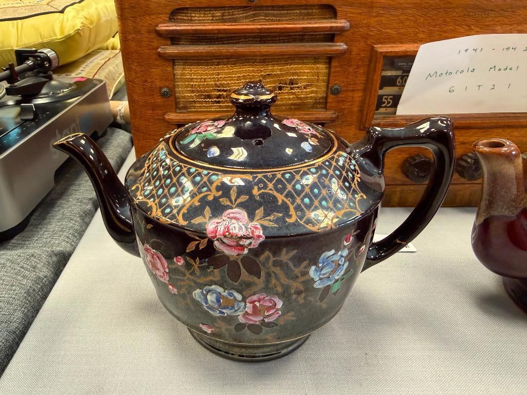 GIBSON & SONS LEONA TEA POT BROWN GLAZE JAPANESE TEAPOT AND DRIP GLAZE BROWN POTTERY TEAPOT - 9