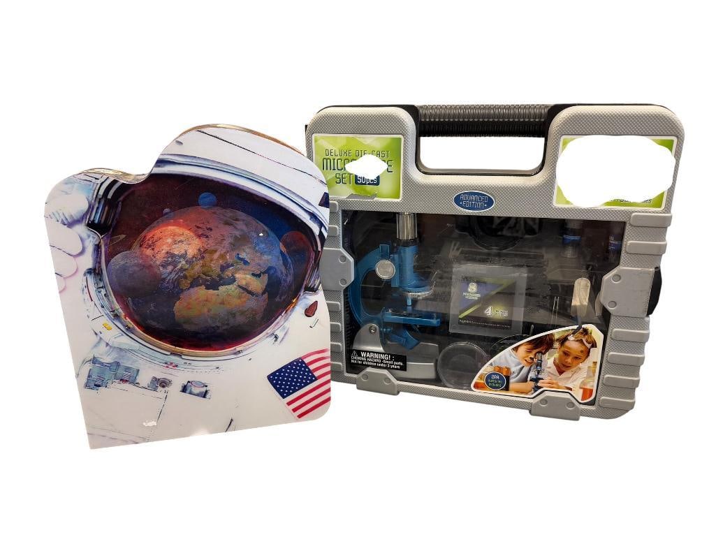 ADVANCED EDITION DELUXE MICROSCOPE SET AND SMITHSONIAN CHILDRENS SPACE LEARNING SET: BOTH SETS APPEAR COMPLETE