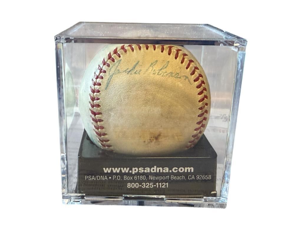 AUTOGRAPHED BASEBALL HALL OF FAME JACKIE ROBINSON, JOHNNY MIZE, FRANK FRISCH PSA AUTHENTICATED (1 of 15)