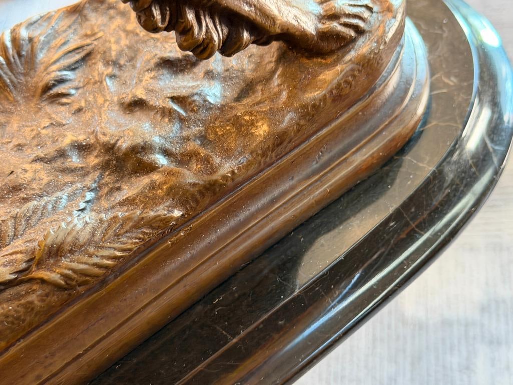 JULES MOIGNIEZ FRENCH ANIMALIER SCULPTOR HEAVY BRONZE SCULPTURE OF AN ENGLISH SETTER - 10