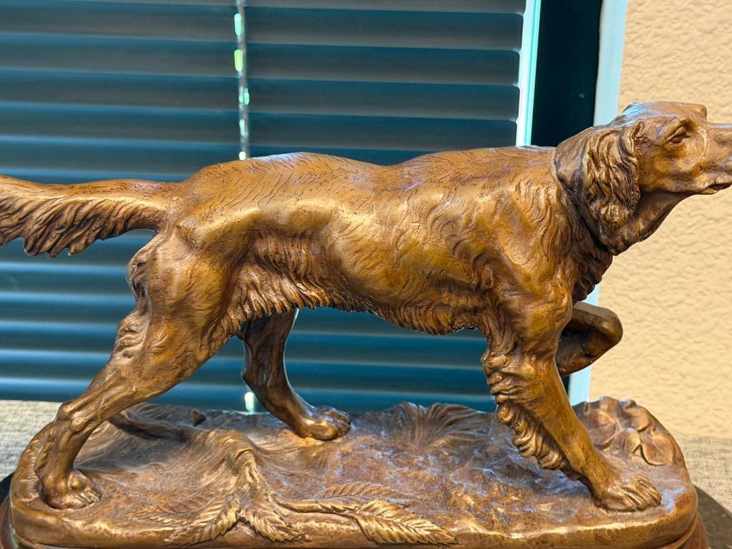 JULES MOIGNIEZ FRENCH ANIMALIER SCULPTOR HEAVY BRONZE SCULPTURE OF AN ENGLISH SETTER - 2