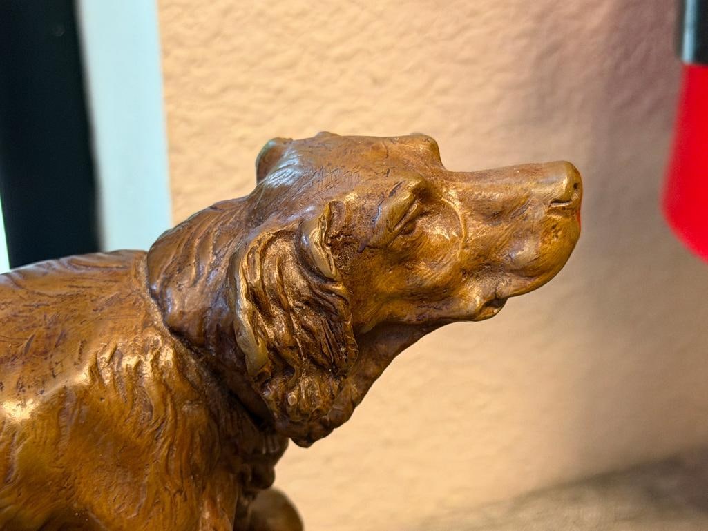 JULES MOIGNIEZ FRENCH ANIMALIER SCULPTOR HEAVY BRONZE SCULPTURE OF AN ENGLISH SETTER - 3