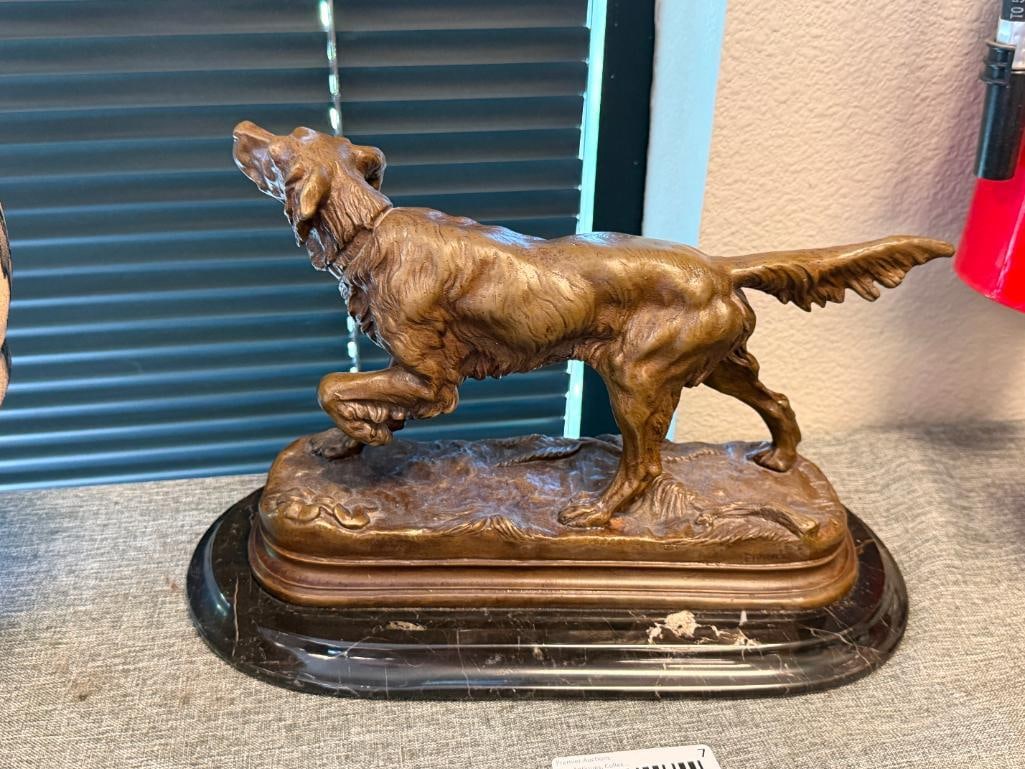 JULES MOIGNIEZ FRENCH ANIMALIER SCULPTOR HEAVY BRONZE SCULPTURE OF AN ENGLISH SETTER - 7