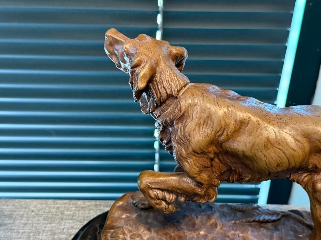 JULES MOIGNIEZ FRENCH ANIMALIER SCULPTOR HEAVY BRONZE SCULPTURE OF AN ENGLISH SETTER - 8