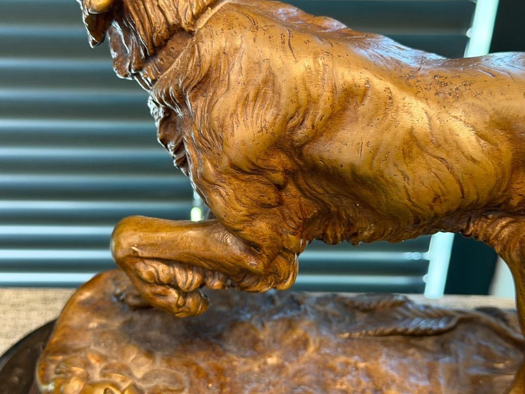 JULES MOIGNIEZ FRENCH ANIMALIER SCULPTOR HEAVY BRONZE SCULPTURE OF AN ENGLISH SETTER - 9