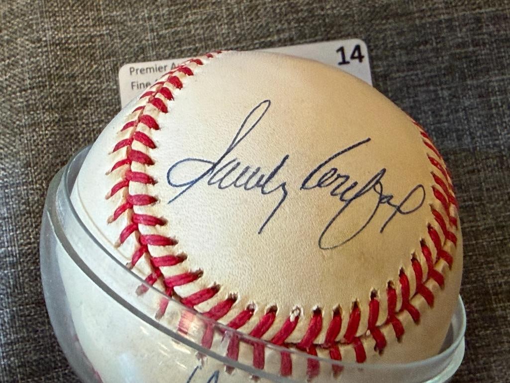 BASEBALL GREATS AUTOGRAPHED BASEBALL BY NOLAN RYAN, BOB FELLER, AND SANDY KOUFAX - 3