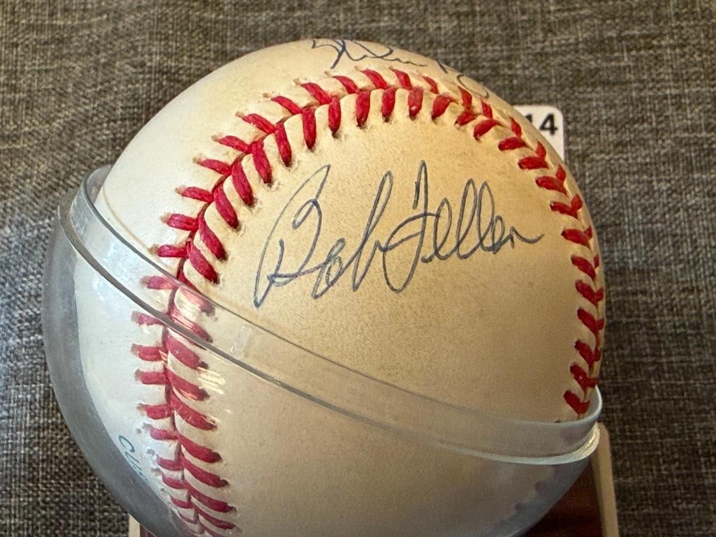 BASEBALL GREATS AUTOGRAPHED BASEBALL BY NOLAN RYAN, BOB FELLER, AND SANDY KOUFAX - 4