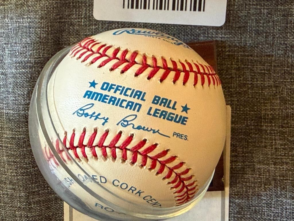 BASEBALL GREATS AUTOGRAPHED BASEBALL BY NOLAN RYAN, BOB FELLER, AND SANDY KOUFAX - 6