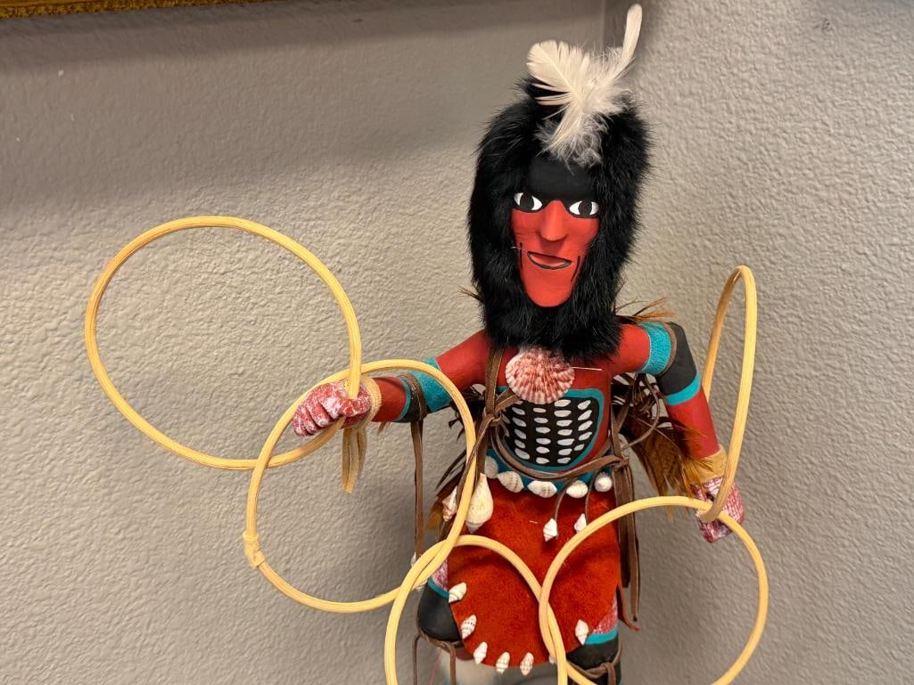 BERTHA BENALLY HAND CRAFTED COTTON WOOD LARGE KACHINA DOLL TITLED HOOP - 2