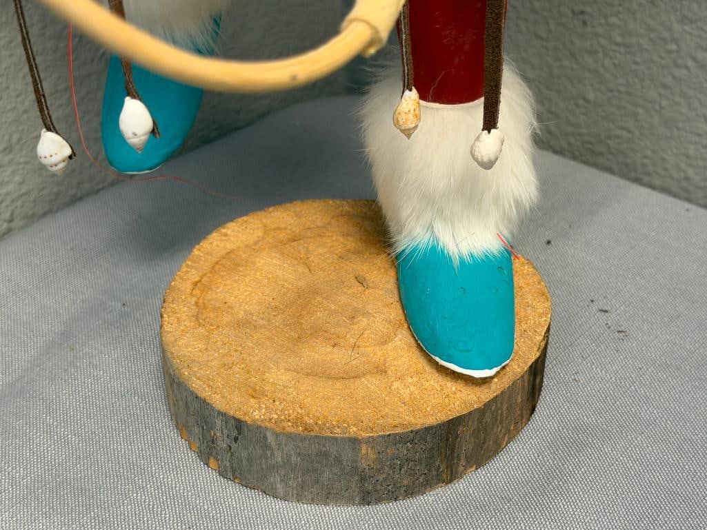 BERTHA BENALLY HAND CRAFTED COTTON WOOD LARGE KACHINA DOLL TITLED HOOP - 6