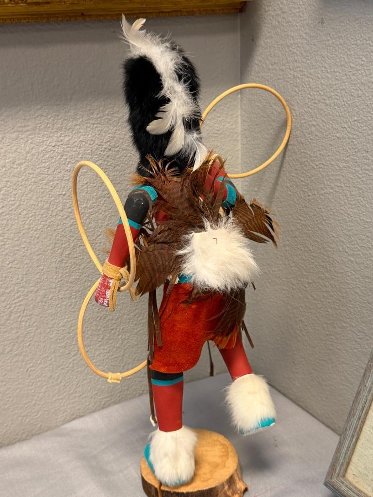 BERTHA BENALLY HAND CRAFTED COTTON WOOD LARGE KACHINA DOLL TITLED HOOP - 7