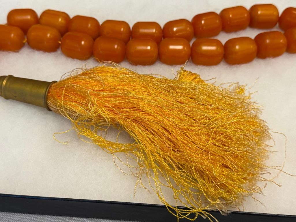 VINTAGE NATURAL BUTTERSCOTCH AMBER LARGE BEADED NECKLACE - 5
