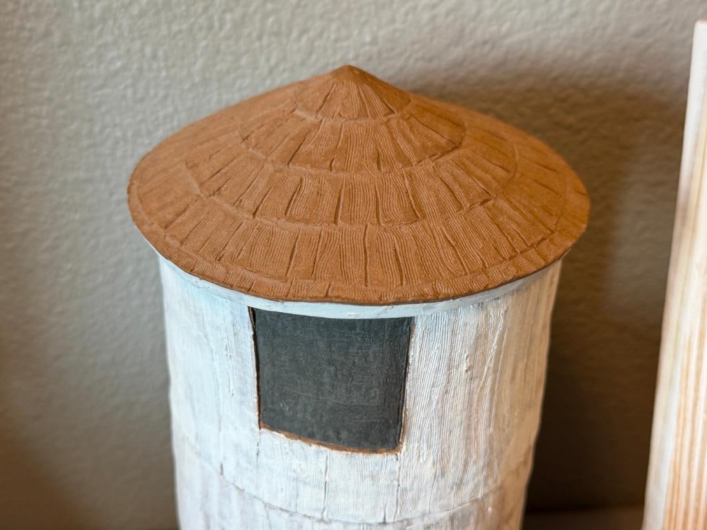 SHIRLEY BARAN SHABBY CHIC STYLED COUNTRY / FARM HAND SCULPTED POTTERY CANISTER SET RENO, NV - 5