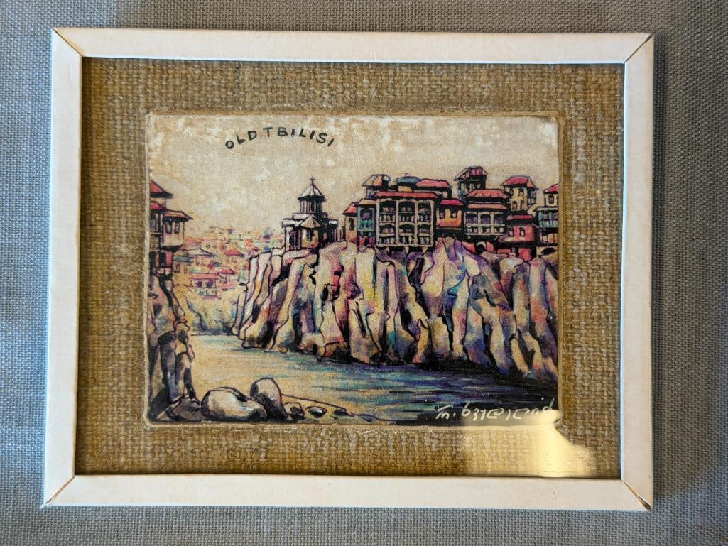 OLD TBILISI, GEORGIA LANDSCAPE ORIGINAL MINIATURE PAINTING AND SIGNED MINIATURE LANDSCAPE PRINT - 8