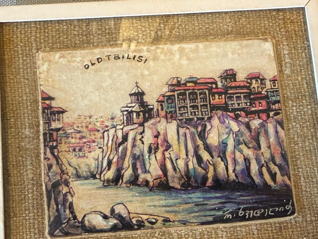 OLD TBILISI, GEORGIA LANDSCAPE ORIGINAL MINIATURE PAINTING AND SIGNED MINIATURE LANDSCAPE PRINT - 9