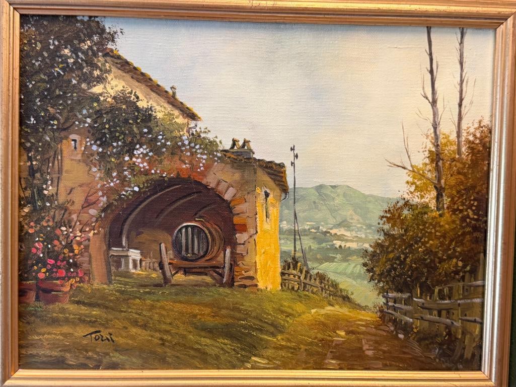 LUCIANO TORSI ITALIAN BORN ARTIST ORIGINAL OIL ON CANVAS PAINTING LANDSCAPE OF CARRARA, ITALY - 2