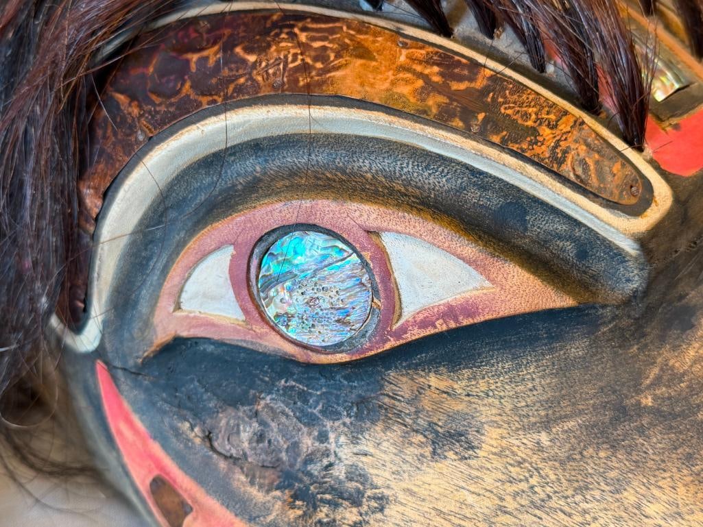 NORTHWEST COAST HAND CRAFTED KWAKWAKA'WAKW CEREMONIAL TRANSFORMATION MASK - 3